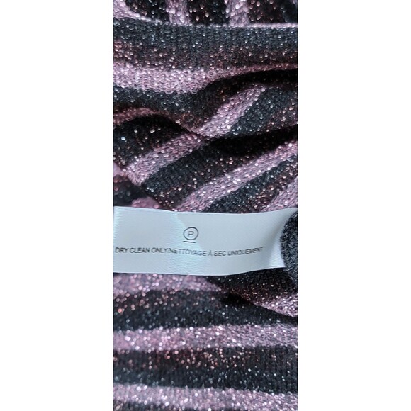 Fleur Du Mal Mitered Long Sleeve Body Midi Dress Striped Glitter Size Large - Picture 10 of 12